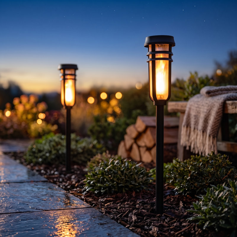 Metal Solar Torch Lights, Solar Tiki Torches, Patented Fire Effect | 1 Pack, Solar Lights Outdoor Waterproof, Adjustable 0-24 In Height, Yard Lights, Ideal For Yard, Patio, Garden, & Pathway