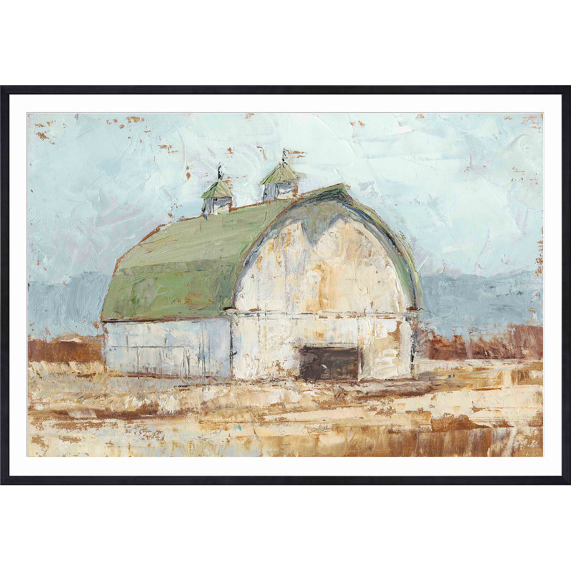 «Whitewashed Barn III» par Ethan Harper - peinture encadrée, Noir, H 12 po x l 12 po