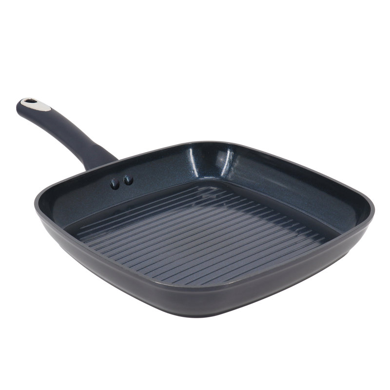 Poêle gril carrée en aluminium antiadhésif de 11 po Oster Hawke en bleu foncé