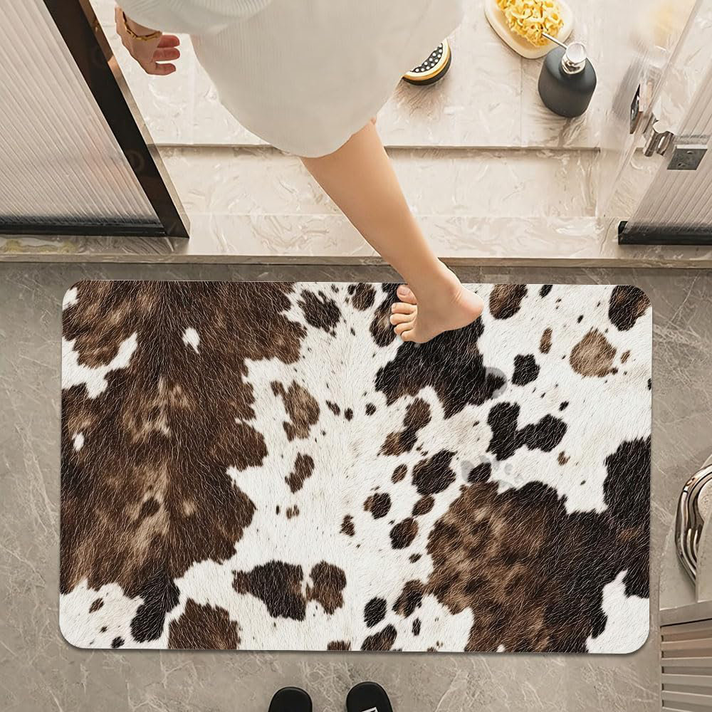 East Urban Home Bath Mat Rug,Animal Cow Skin Texture Non Slip Quick Dry ...