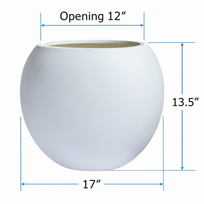 Dorlis Fiberstone Pot Planter, 13.5" H x 17" W x 17" D, White