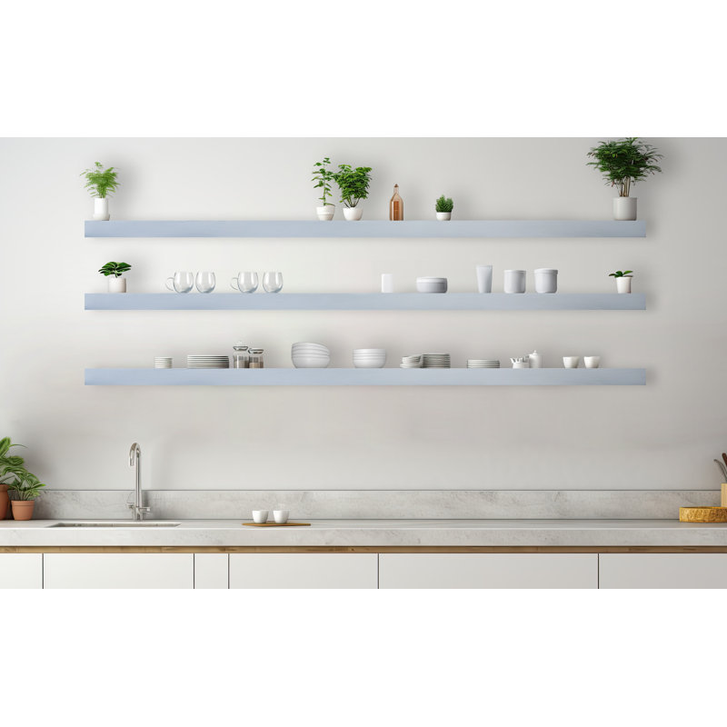 3 Piece Oak Floating Shelf, 3" H x 62" W x 8" D