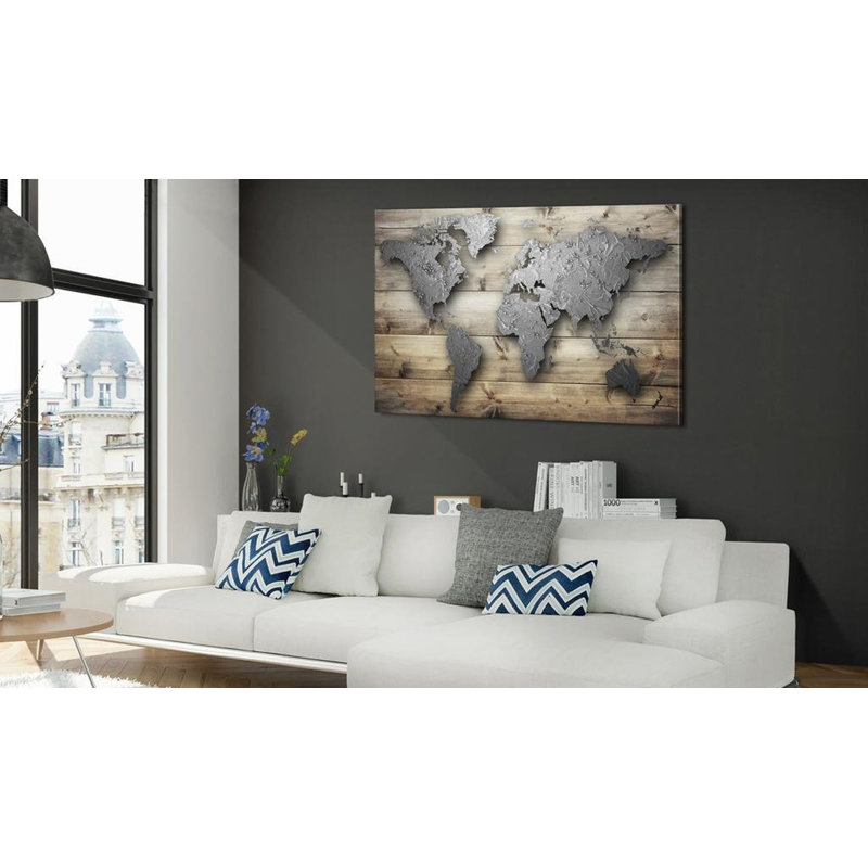 " Silver World ", 16" H x 24" W x 0.7" D