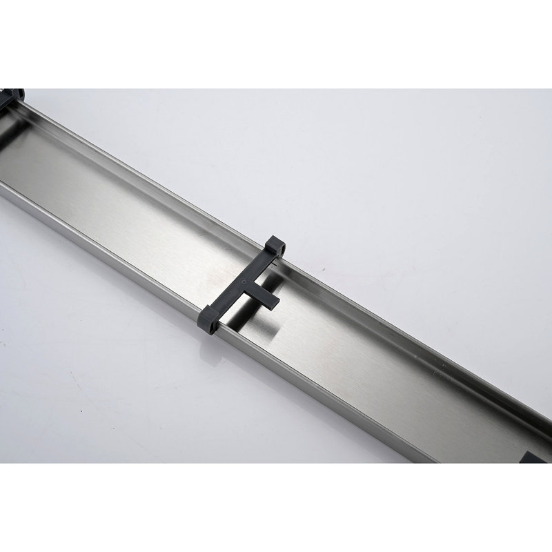 32 Inch Linear Shower Drain With Removable Cover, 304 Stainless Steel Shower Floor Drain With Hair Strainer And Leveling Feet
