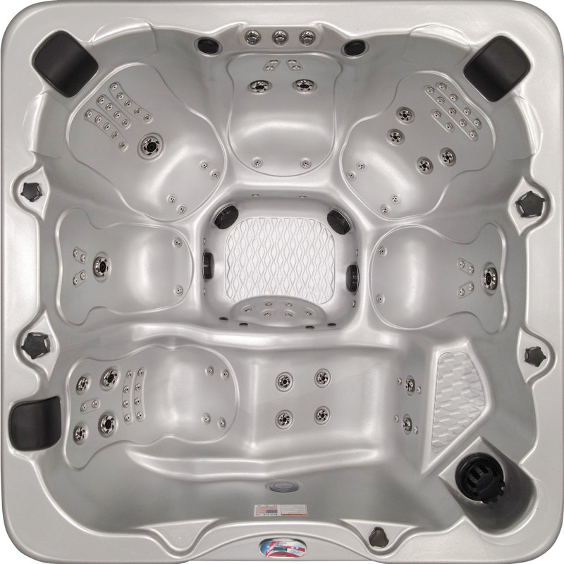 Spa standard pour 6 personnes à 100 jets avec système de son et cascade DEL American Spas, Blanc, Édition limitée platine