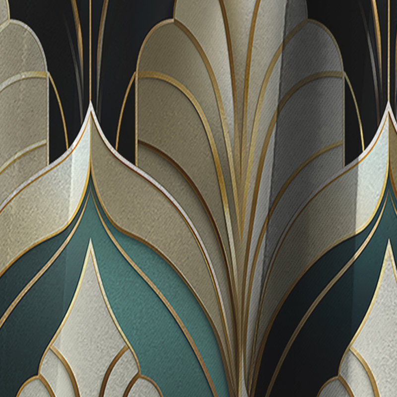 Emerald and Golden Damask 1970S Art Deco - rideau occultant - 1 panneau, L 52 po x L 63 po