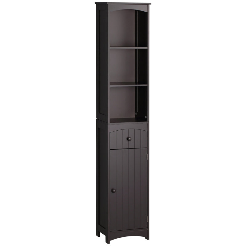 Armoire de rangement pour salle de bain, unité de rangement pour salle de bain autoportante, grande tour à linge avec tablettes à 3 niveaux et tiroir