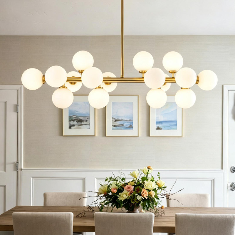 Broghan 16 - Light Kitchen Island Pendant, Gold, White
