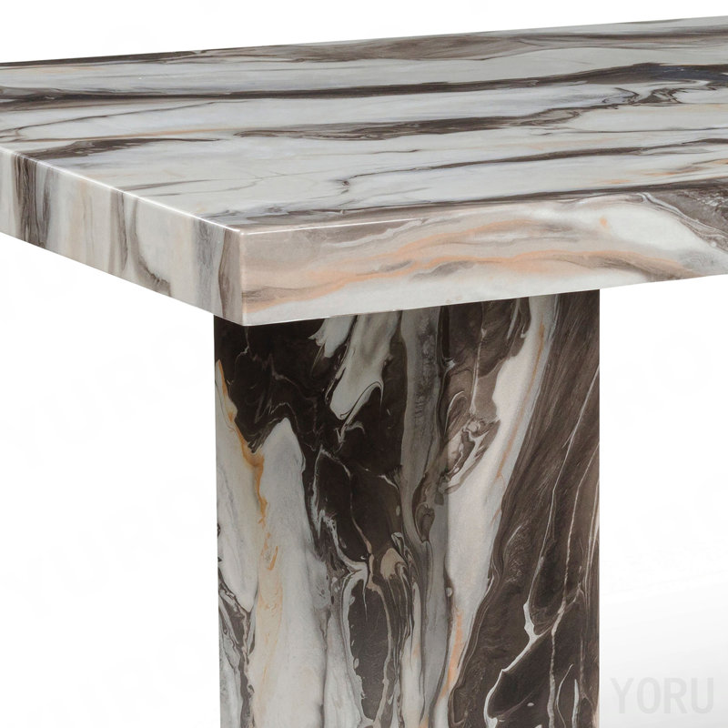 Ensemble de salle à manger 5 pièces moderne en faux marbre, table à hauteur de comptoir avec 4 chaises rembourrées, 5 Pieces