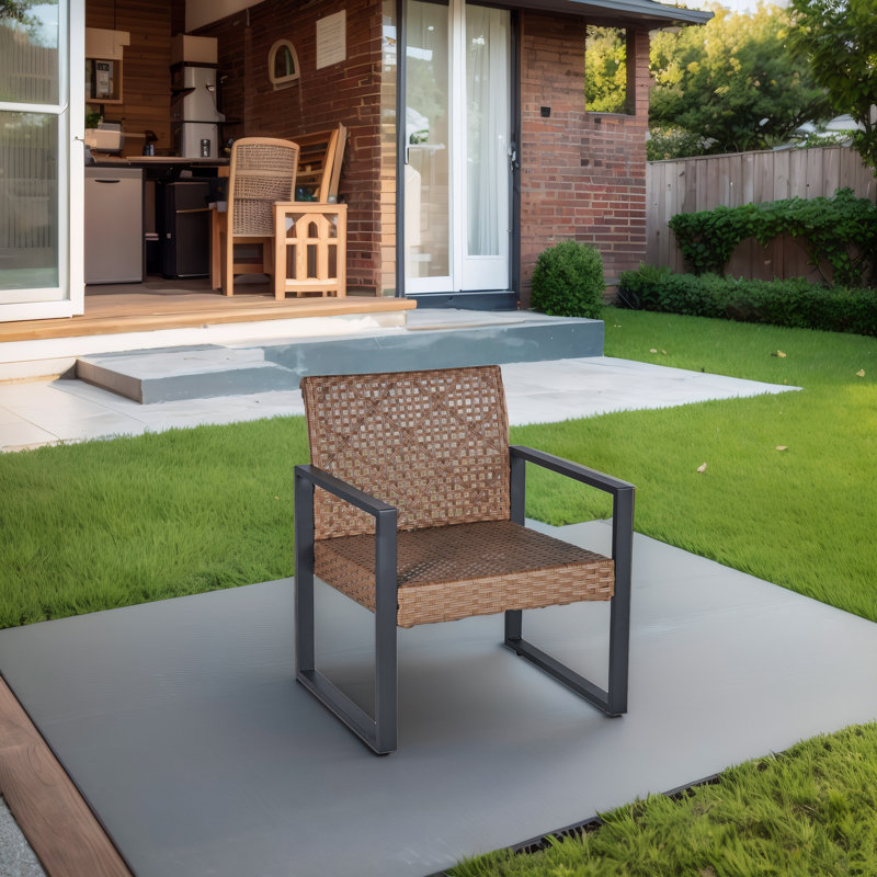 Mondy 4 - Person Patio Conversation Set with Cushions, Black, Light Brown