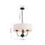 Luminaire suspendu tambour en tissu 3 lumières
