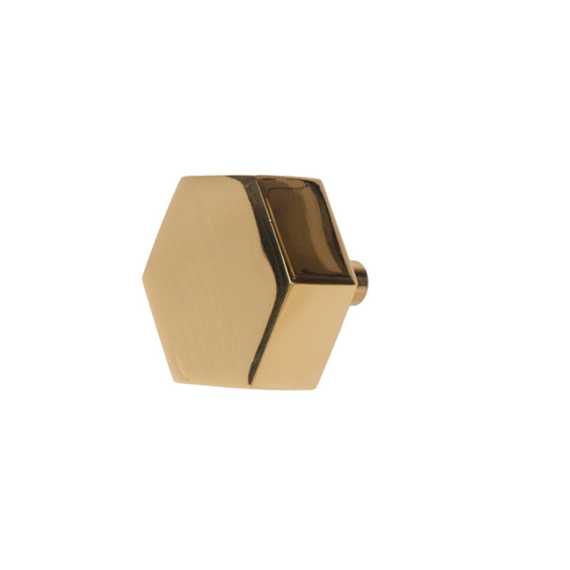 Hex Geometric Knob, Brass