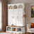 Farmhouse Arched Design Hall Tree With 3 Hidden Storage, 5 Hooks, Compartments Amd Bench-876076102
