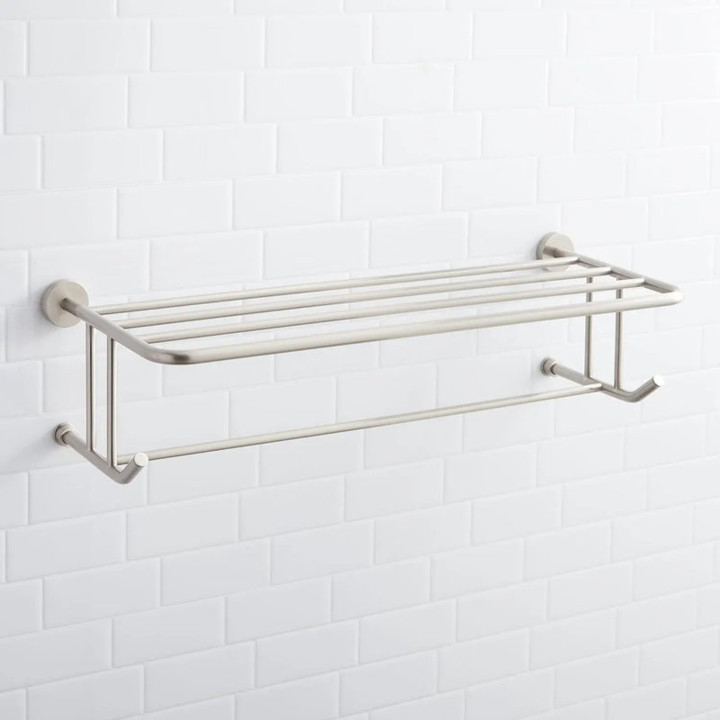 Ceeley Collection Wall-Mount Towel Rack with Shelf, Brushed Nickel