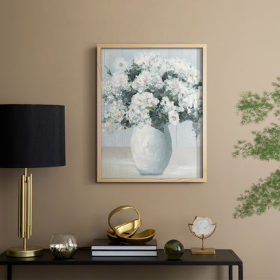 Beach House Hydrangeas Framed Print - Solid Wood