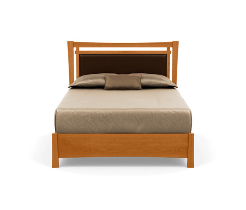 Monterey Solid Wood Storage Bed, Queen, Natural Cherry, Coffee Leather