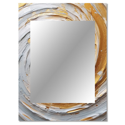 Gold and Cream Enchanted Whirls II - Abstract Spirals Wall Mirror, Modern Decorative Mirror, Printed Metal Art