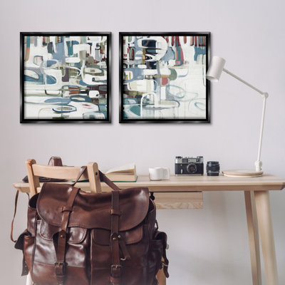 "Chaotic Intertwining Shapes" par Lisa Ridgers, 2 pièces sur toile