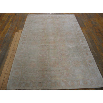 Light Washed Out Green Colour Antique Indian Cotton Agra Scatter Rug