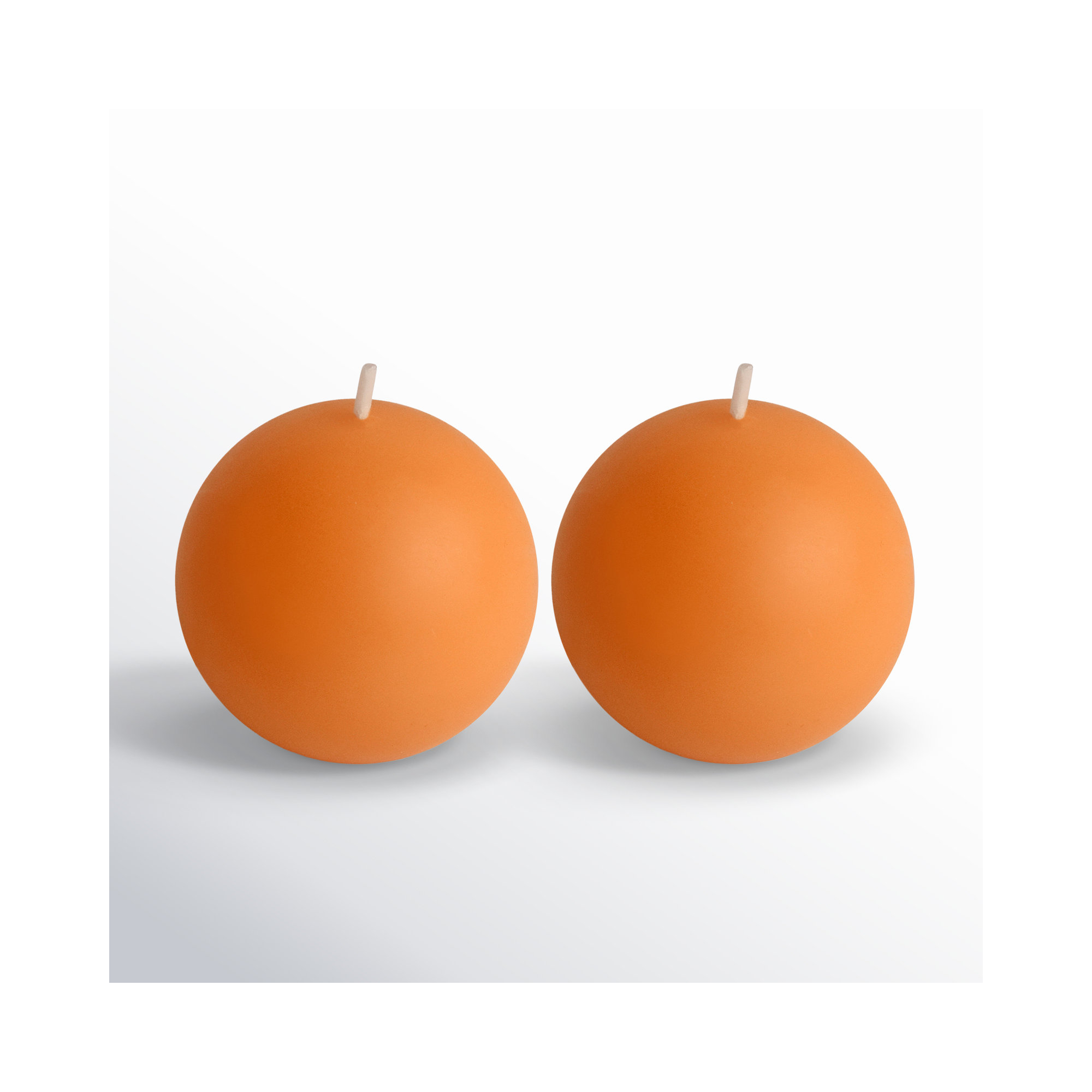 Ball Candle, Orange, Set of 2, 4" Diameter