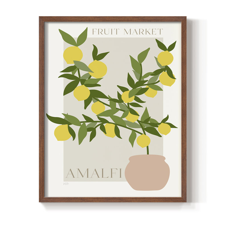 Affiche Amalfi Lemon, reproduction encadrée - bois massif, H 11 po x l 9 po, Noyer