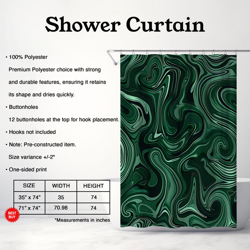 Rideau de douche Swirling Gem - Premium, H 74 po x l 71 po
