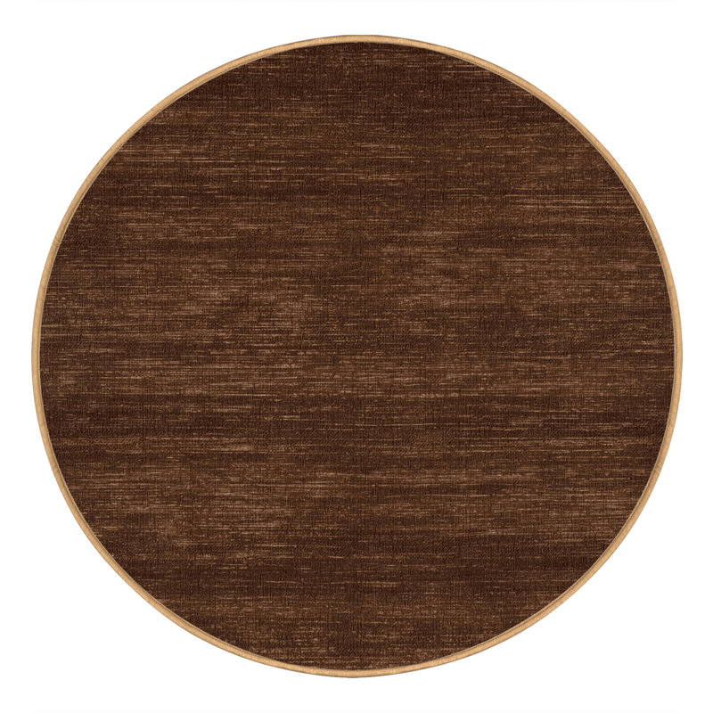 Tapis brun uni lavable à la machine, Rond 3 pi