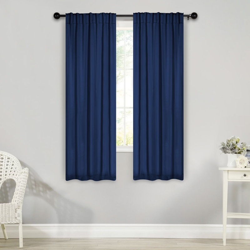 Rideaux obscurcissant et passe-tringle Levatt Classic, Bleu marine, L 26 po x L 63 po