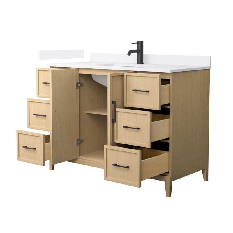 Elan 48'' Single Bathroom Vanity with Quartz Top, Single, Tan, Matte Black