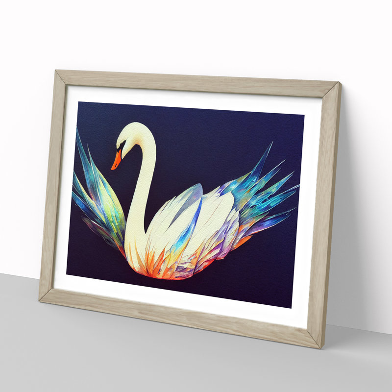 Magical Swan Vol.2 - Framed Print, 25cm H x 34cm W x 2cm D, Oak
