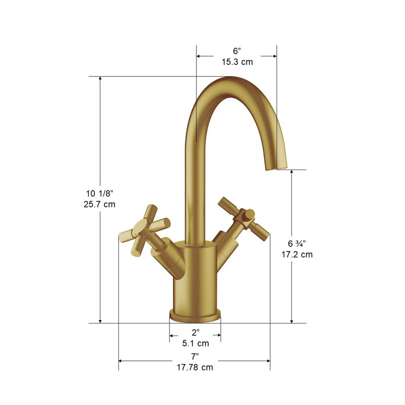 Brushed Gold Double Cross Handle Single-Hole Bathroom Faucet