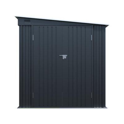 8 po x 6 pi en acier galvanisé Lean - To Shed, portes doubles sécurisées, panneau de PC et peu encombrant, pour les petits jardins, la remise extérieure, la tondeuse à gazon avec remise de 44 pieds carrés verrouillable, planche, robuste, pelouse