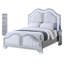 Lit contemporain de très grande taille avec finition argentée, lumières à DEL intégrées, silhouette et rayures scintillantes sur un revêtement en tissu doux de style chambre à coucher,-221900253