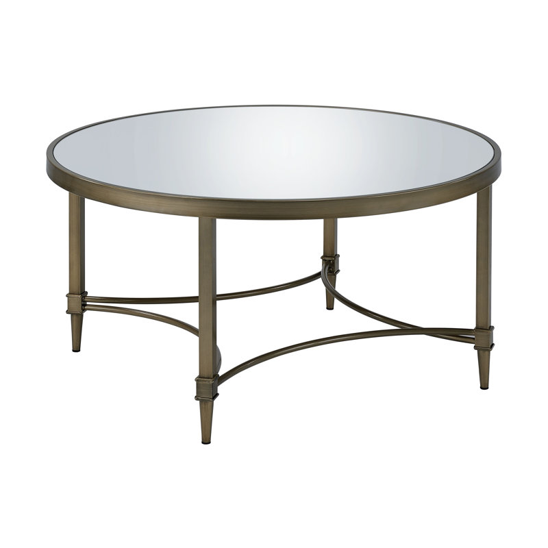 Table basse, finition miroir et laiton antique