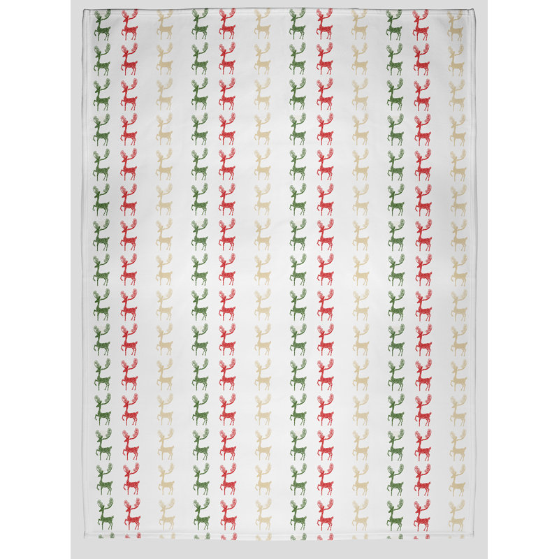 Reindeer Pattern Christmas Throw Blanket, 50" W x 60" L