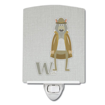Alphabet W for Wolf Ceramic Night Light