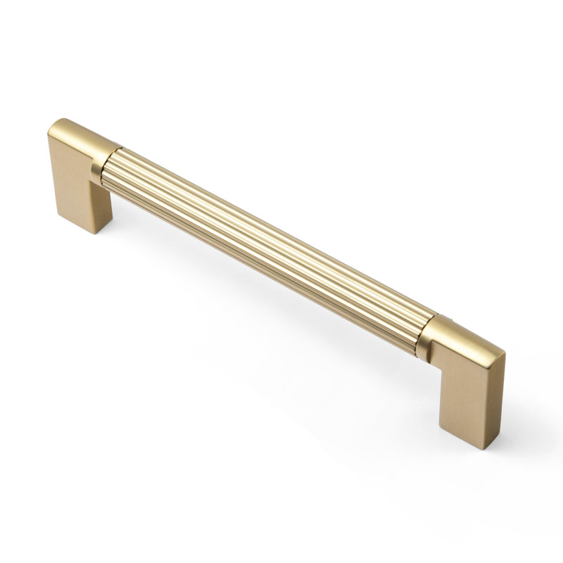 Poignées de meuble nervurées, poignées de tiroir cannelées en forme de L en laiton antique et bronze champagne, entraxe multiple pour placards et commodes de cuisine