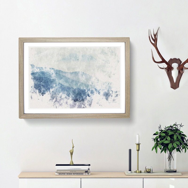 Mountain Fog in Crete Greece - Framed Print, 33cm H x 45cm W x 2cm D, Oak Framed