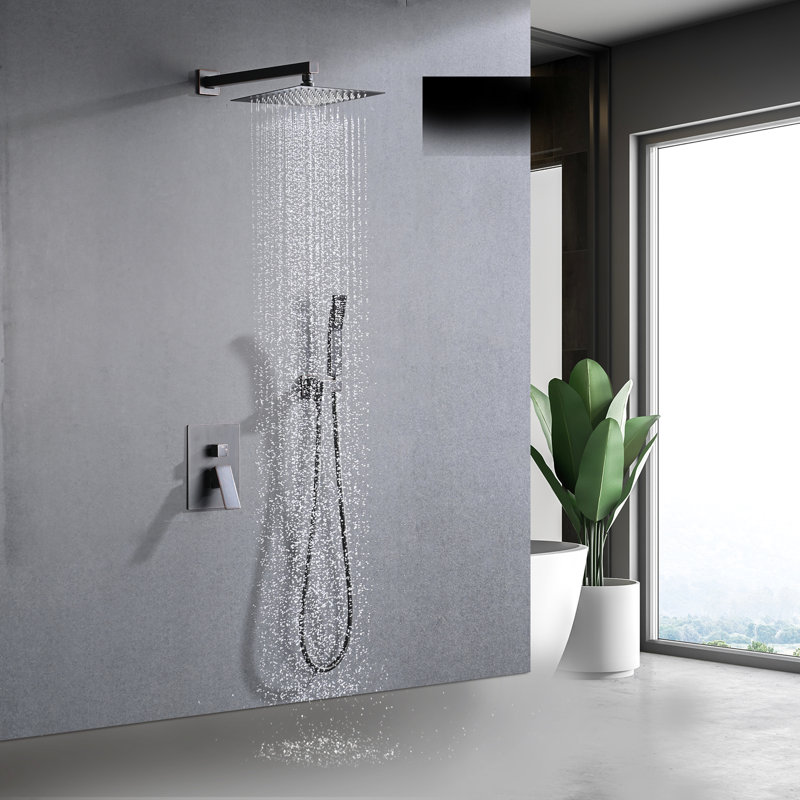 10" Rainfall Shower Head And Portable Handheld Faucet Wall Mounted In Oil-Rubbed Bronze With Head, Self-Cleaning Nozzle