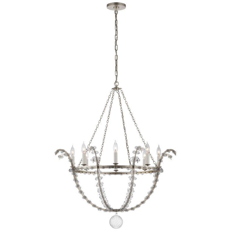 Alonzo 8 - Light Chandelier, Burnished Silver Leaf/Clear Glass
