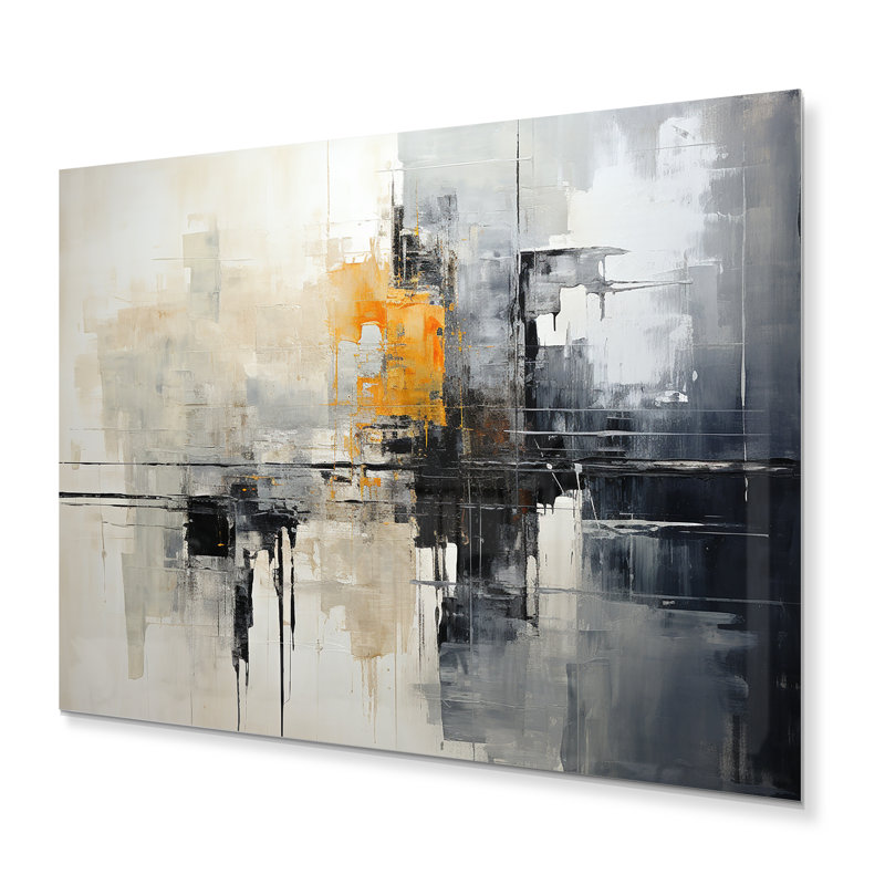 «Grey Collage Reflections I» sur impression métallique, H 12 po x l 20 po