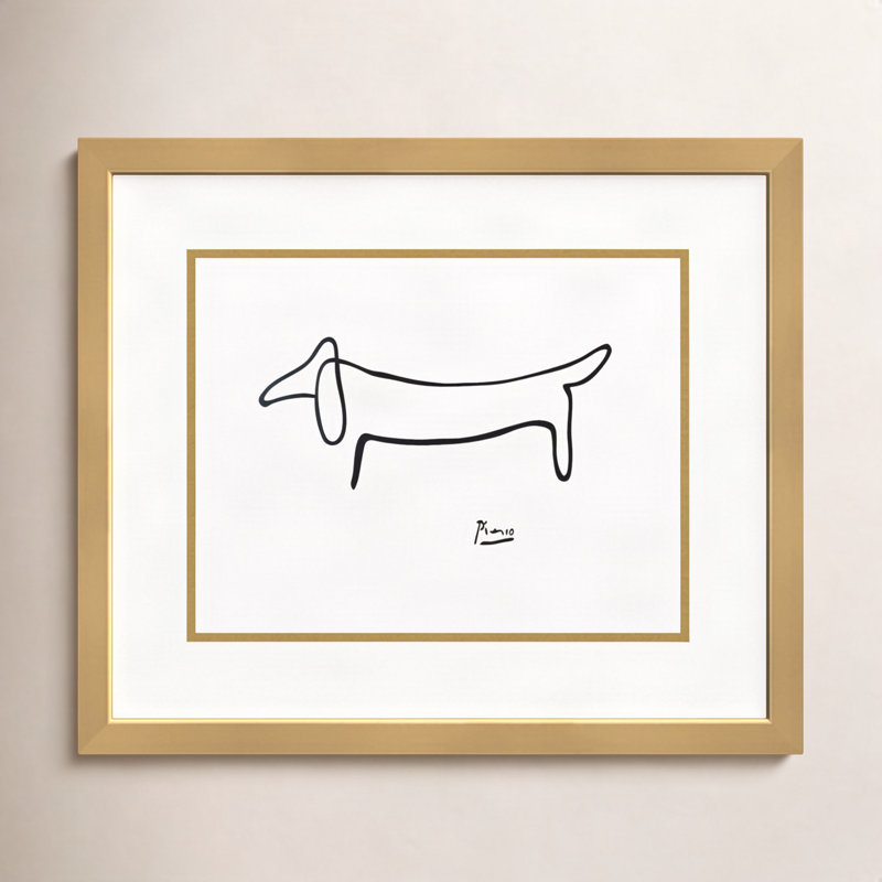 «Midtown Le Chien» par Pablo Picasso, reproduction d'art sur papier, H 16 po x l 16 po, Polished Brass Gold
