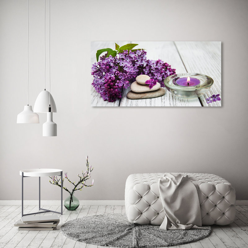 Lilac And Zen Stones - No Frame Print on Canvas