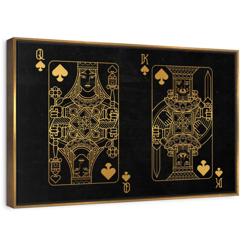 Roi et reine de pique, Cadre flottant doré, 43 po x 29 po