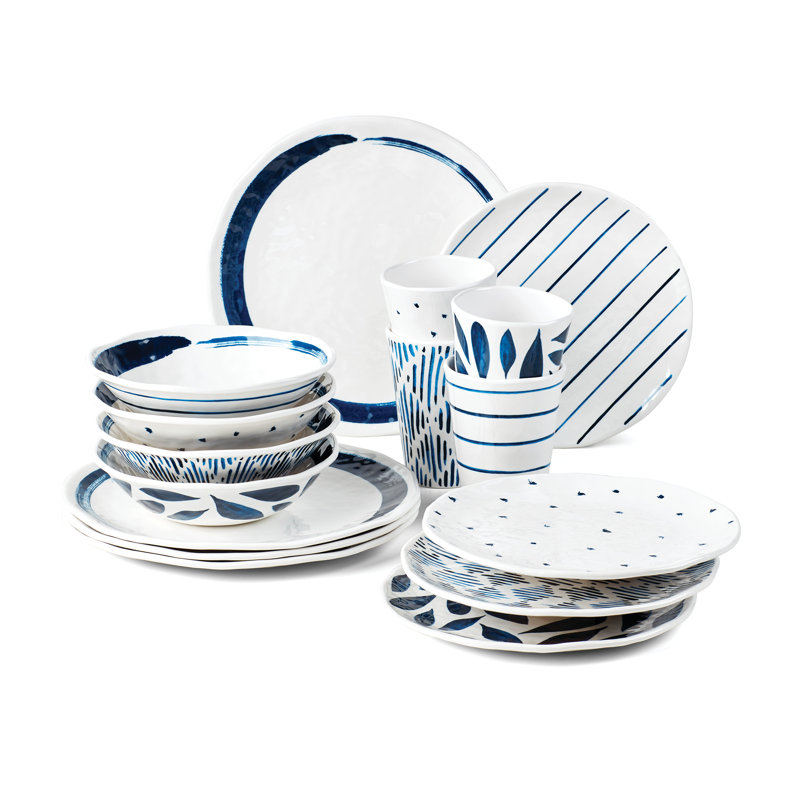 Blue Bay Melamine 16-Piece Dinnerware Set