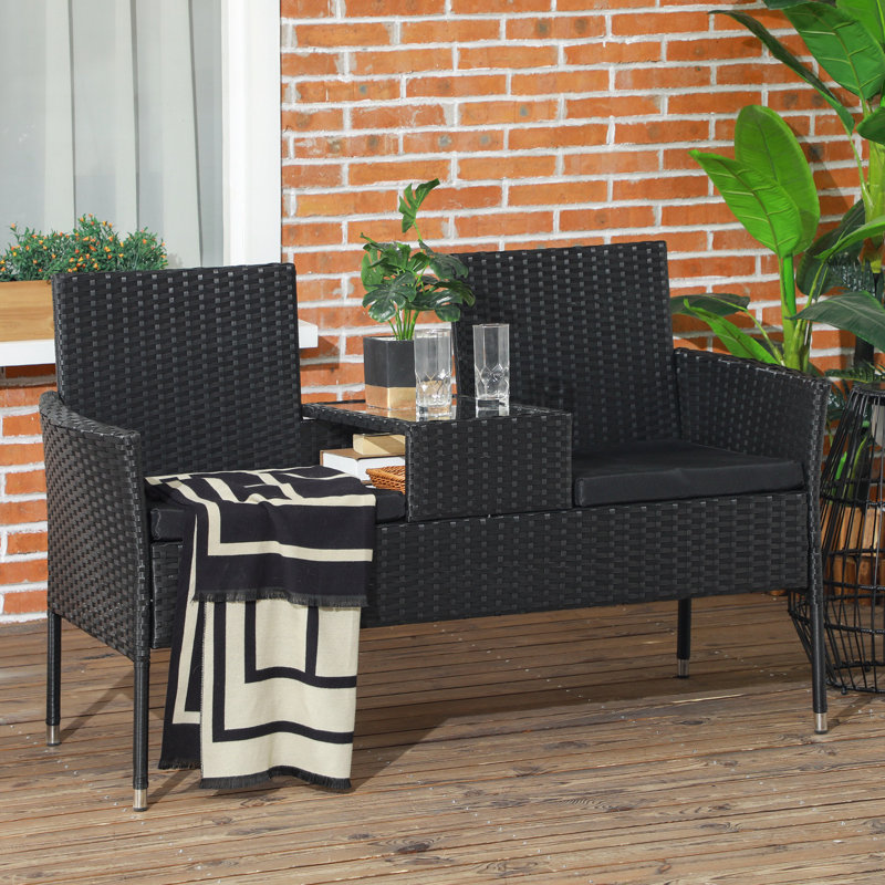 Chaise de patio avec coussins Bromelaid, Noir