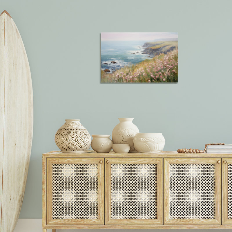  Art mural sur toile "Pink Wildflower View" par LSR Design Studio, H 16 po x l 24 po