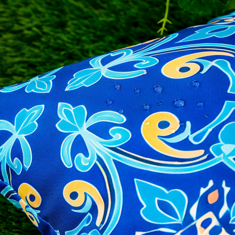 Indoor / Outdoor Waterproof Floral Print Blue Square Throw Pillow Cover