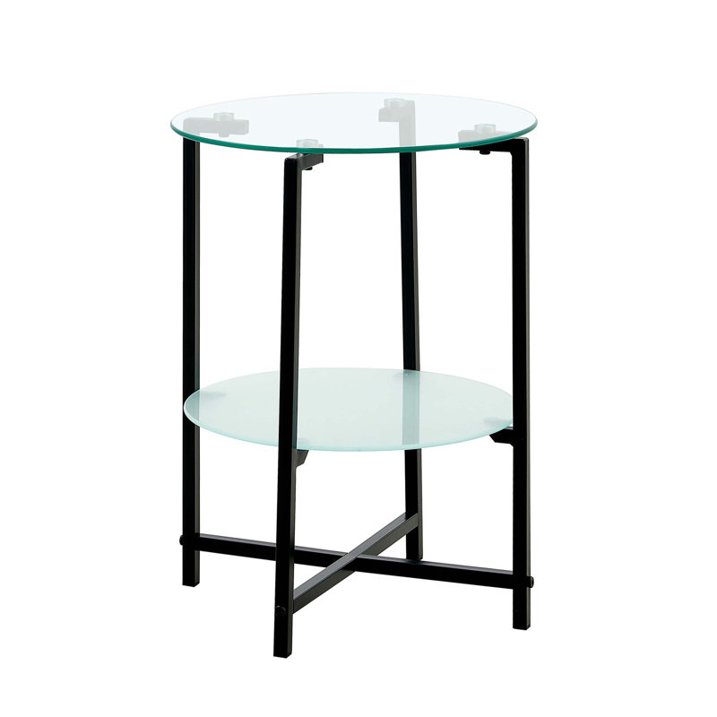 Ixchell Glass Top End Table, Black/Clear