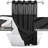 No Hook Slub Textured Shower Curtain With Snap-In PEVA Liner Set - Hotel Style With See Through Top Window, Machine Washable & Water Repellent Fabric, Black